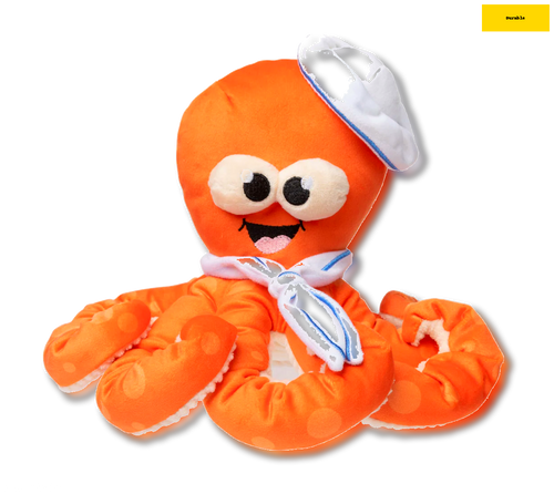 FuzzYard Octo-Posse Sailor Squiggles Plush Dog Toy, Squeaky Octopus dog toy, Durable Dog Toy