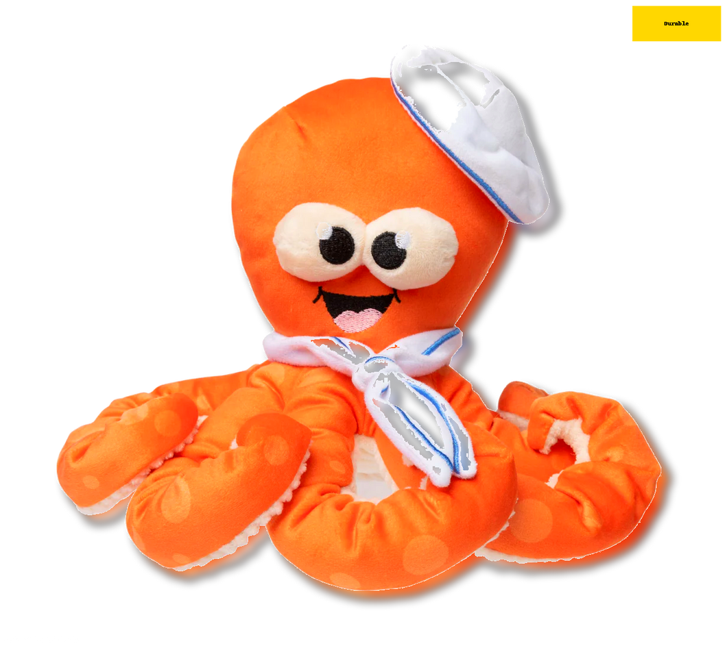 FuzzYard Octo-Posse Sailor Squiggles Plush Dog Toy, Squeaky Octopus dog toy, Durable Dog Toy