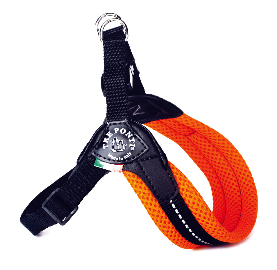 Tre Ponti Easy Fit Mesh Fluo Orange Harness with Adjustable Girth