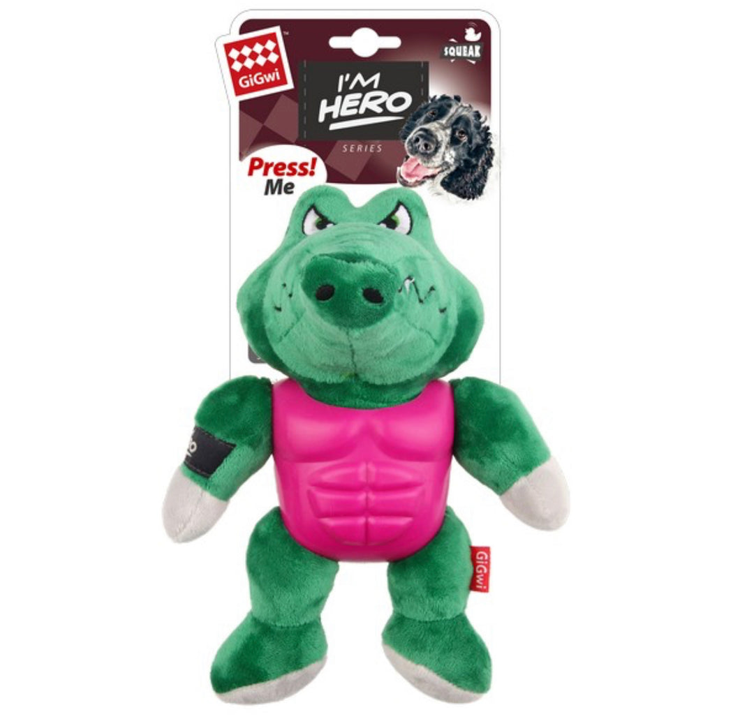 GiGwi I'm Hero TPR Armor Alligator TPR/Plush with Squeaker