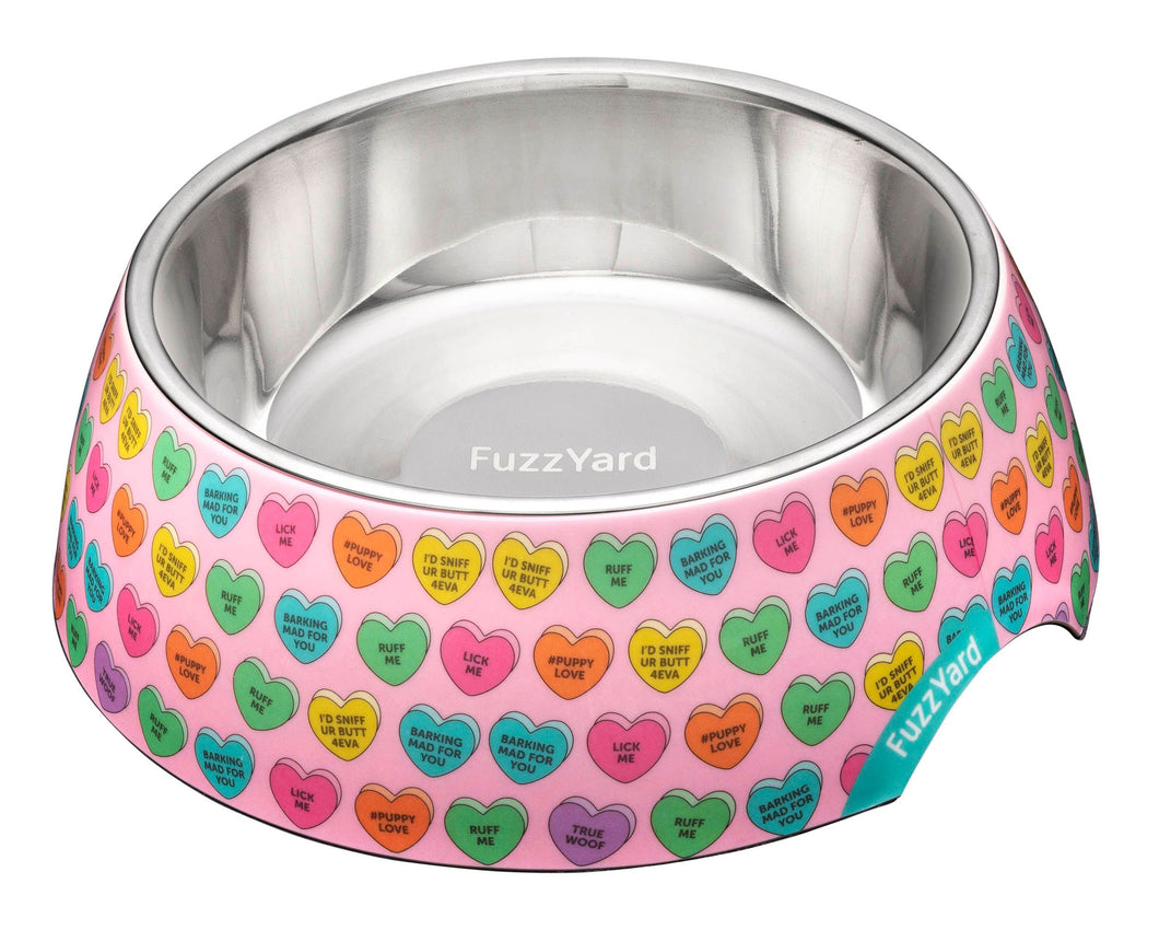 “Fuzzyard Candy Hearts Dog Bowl”