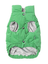 Load image into Gallery viewer, “Ashbury Green Puffer Jacket: Retro Vintage Style for Your Pup”
