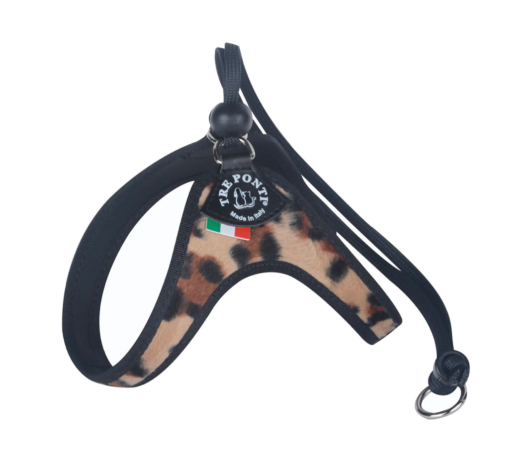 Tre Ponti Easy Fit Liberta Natural Leopard Harness with No Escape Adjustable Closure