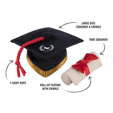 Load image into Gallery viewer, P.L.A.Y Back To School K9 Scholar Hat &amp; Diploma Plush Dog Toy
