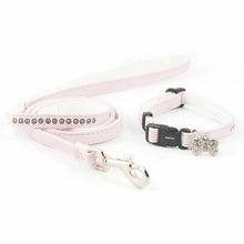 Load image into Gallery viewer, &quot;Ancol Small Bite Diamante Jewel Collar, Lead &amp; Charm Set - Pink&quot;
