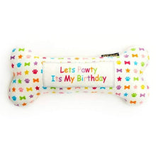 Load image into Gallery viewer, Pet London Plush Happy Birthday Bone Dog Toy
