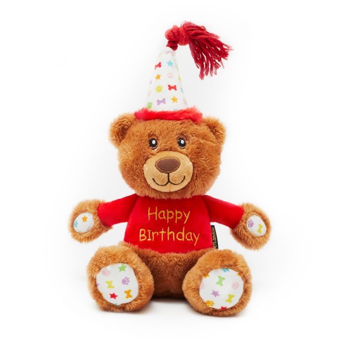 “Pet London Birthday Teddy Bear Dog Toy”