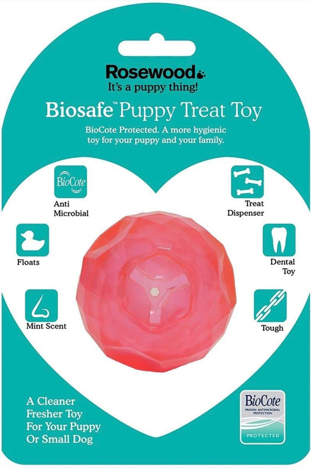 Rosewood Biosafe Puppy Treat Ball - Pink