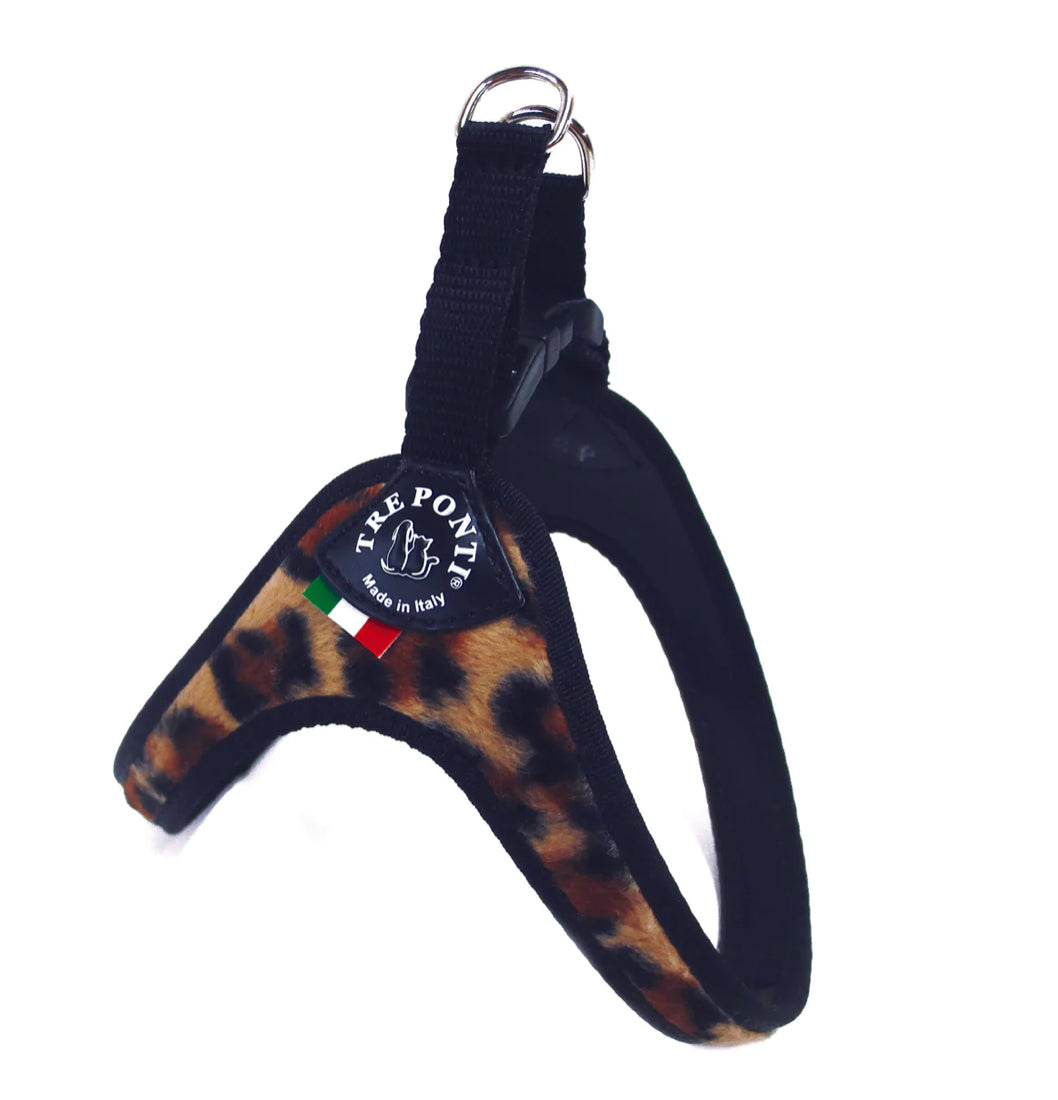 Tre Ponti Easy Fit Classic Harness with Leopard Faux Fur