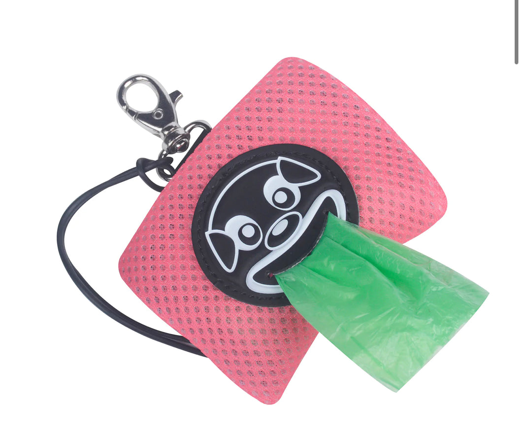 Tre Ponti Fluo Pink  Mesh Smiley Poo Bag Dispenser