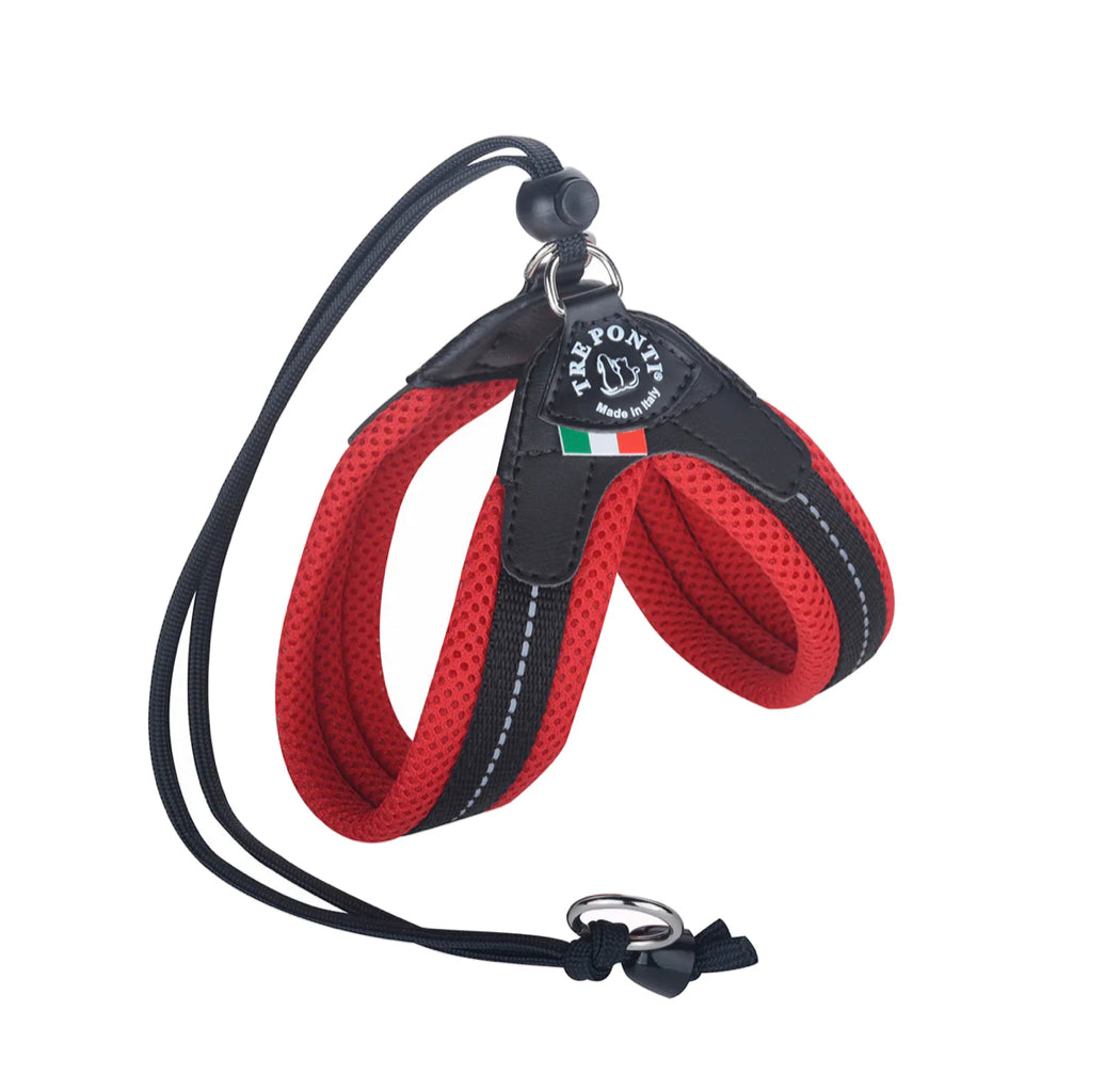 Tre Ponti Easy Fit Liberta Red Mesh Harness with No Escape Adjustable Closure