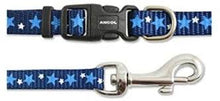 Load image into Gallery viewer, “Ancol Small Bite Reflective Star Collar &amp; Lead Set Blue”
