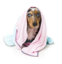 Load image into Gallery viewer, “Fuzzyard Microfibre Drying Towels for Puppies - Pink with Grey Trim”
