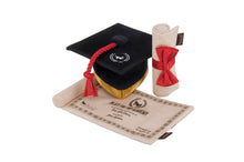 Load image into Gallery viewer, P.L.A.Y Back To School K9 Scholar Hat &amp; Diploma Plush Dog Toy
